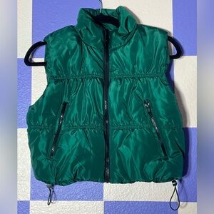 NWT Wild Fable Mock Turtleneck Puffer Vest Game Day in Green